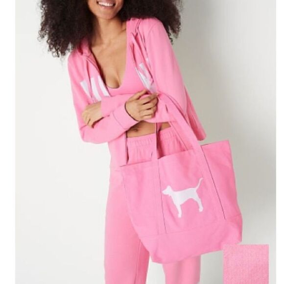 NWT PINK Victoria’s Secret Canvas Tote Bag - Picture 2 of 5